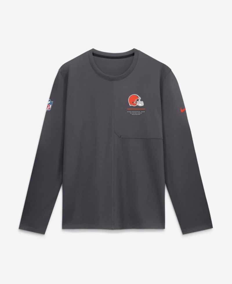 Men's Anthracite Cleveland Browns Sideline Coaches UV Dri-FIT Long Sleeve Shirt