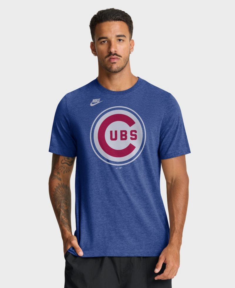 Men's Heather Royal Chicago Cubs Cooperstown Logo Tri-Blend T-Shirt