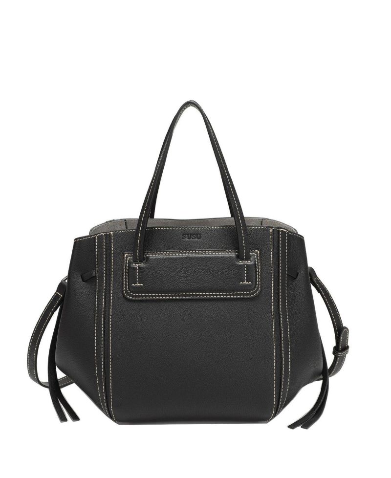 Hadley Leather Tote Bag Structured Shoulder Purse Minimalist Convertible Crossbody with Top Handles