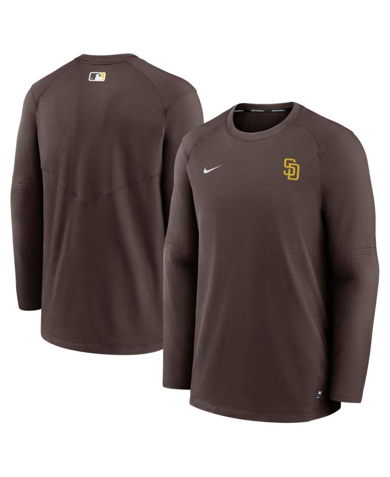 Men's Brown San Diego Padres Authentic Collection Logo Performance Long Sleeve T-shirt