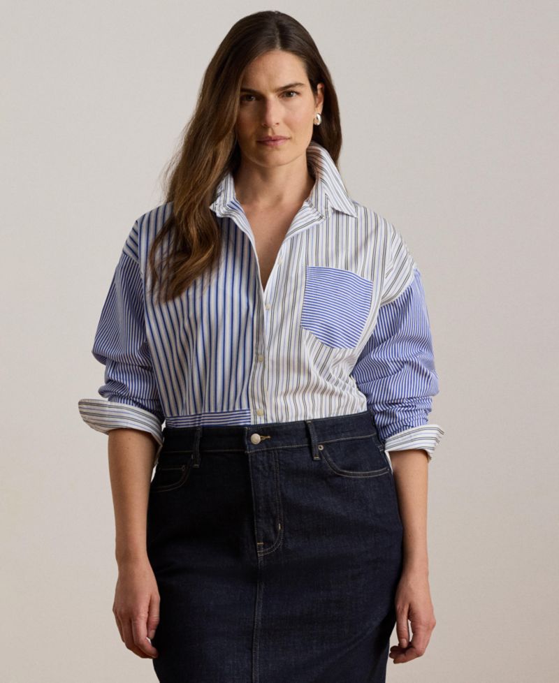 Women's Spread Collar Striped Broadcloth Shirt