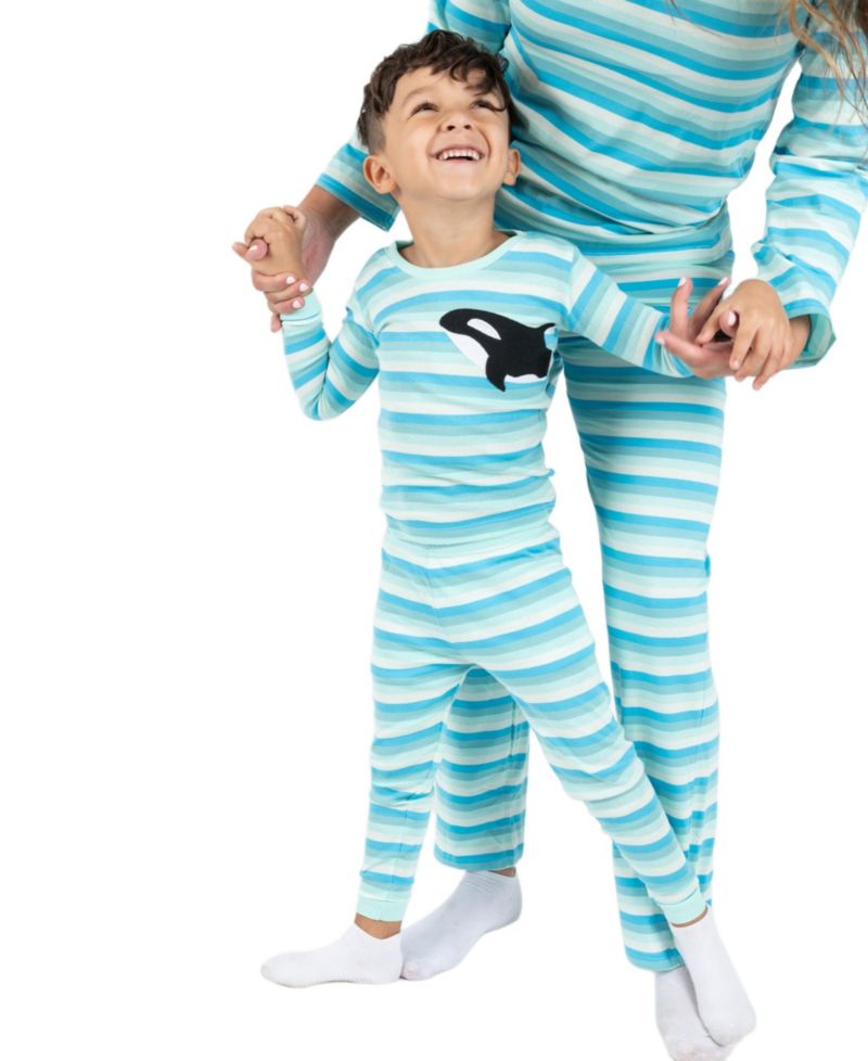 Kids Matching Family Two Piece Cotton Long Sleeve Striped Pajamas 6-14