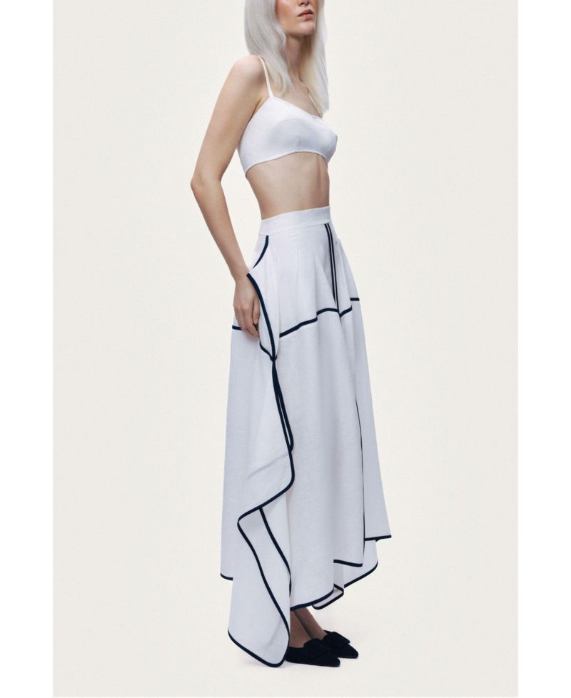 Women's Linen High-Waisted Asymmetric Hem Skirt