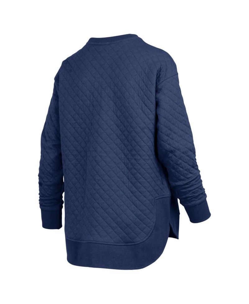 Women's Navy Notre Dame Fighting Irish Quilted Long Sleeve Pullover Sweatshirt