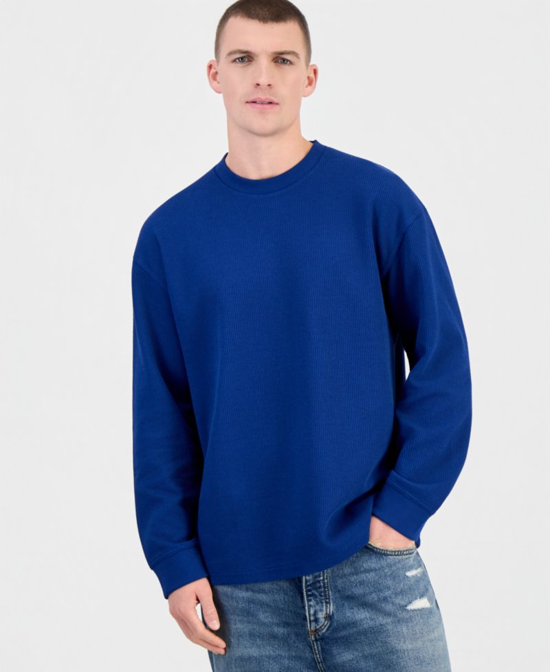 Men's Nuwolo Waffle-Knit Crewneck Sweater