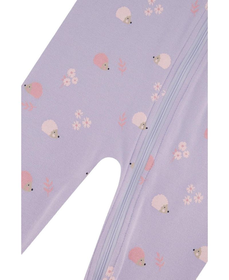 Baby Girls Cotton One Piece Pajama Purple Hedgehog Print