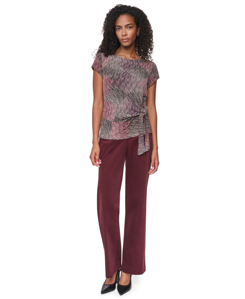 Women's Tie-Front Print Blouse