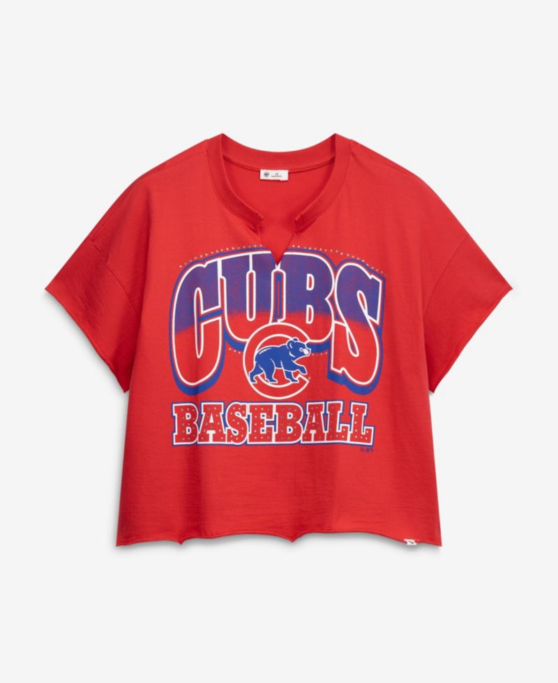Women's Red Chicago Cubs Plus Size Win Big Oversized Notch-Neck T-Shirt