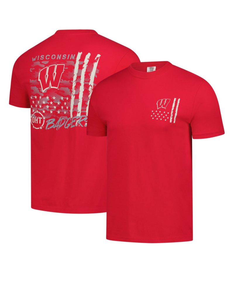 Men's Red Wisconsin Badgers Comfort Colors OHT Camo Overlay T-Shirt