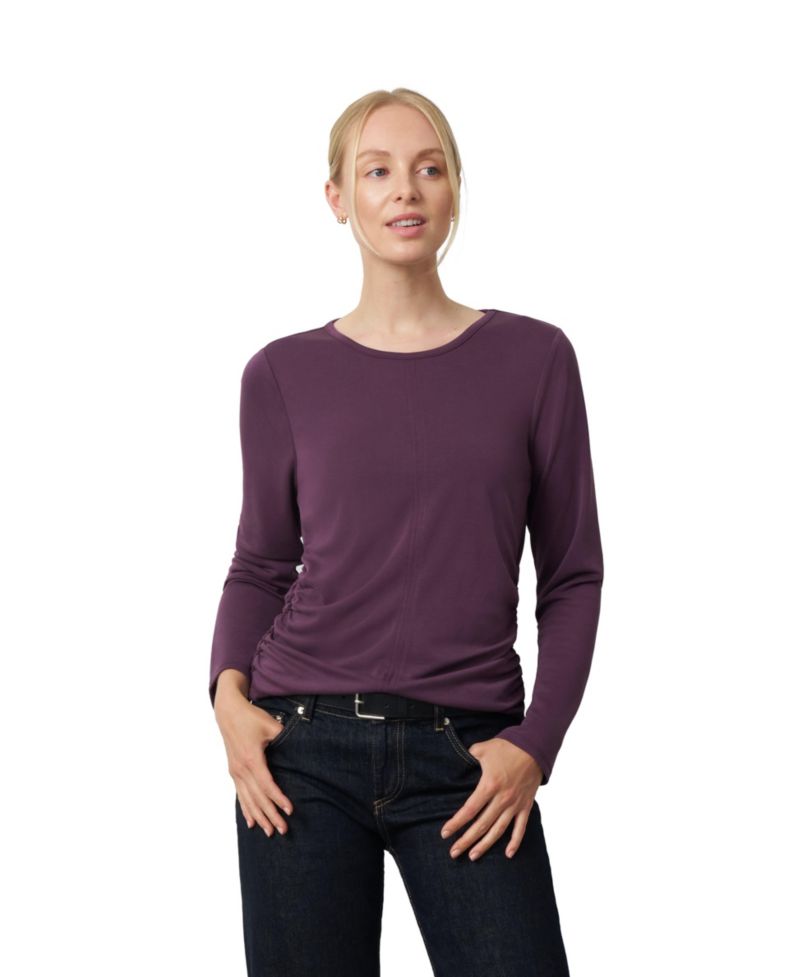 Women's Side Shirred Crew Neck Top