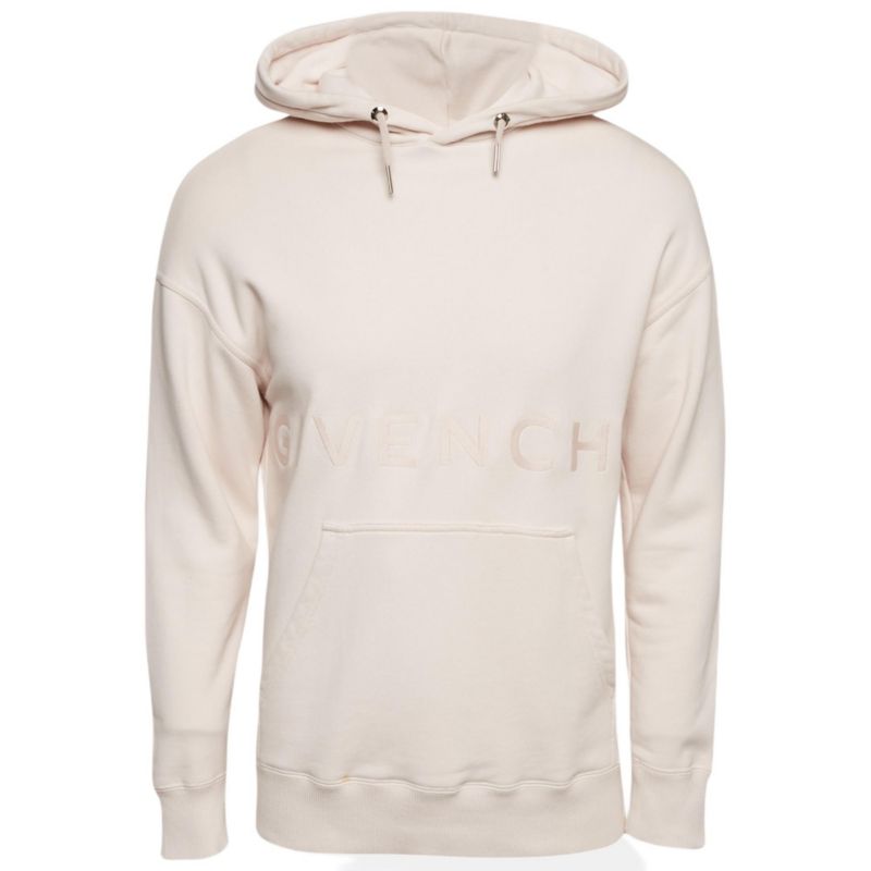 Men's Pink Logo Embroidered Cotton Knit Hoodie