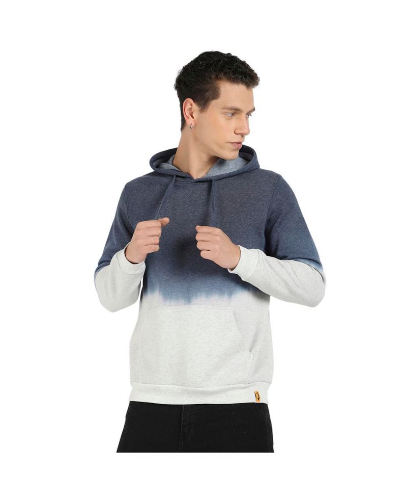 Men's Blue and Grey Pullover Ombre Sweatshirt With Ribbed Hem