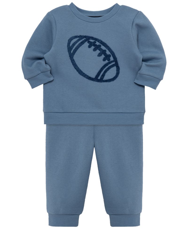Baby Girls' Football Round Neck Sweatshirt and Joggers Pants, 2-Piece Set