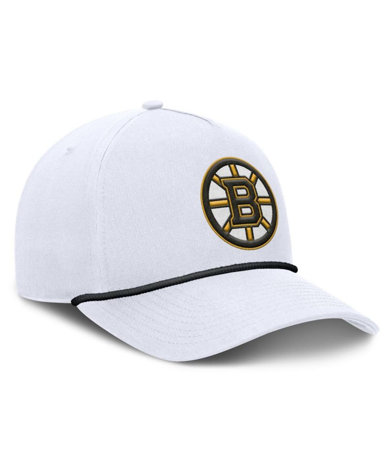 Men's White Boston Bruins Rope A-Frame Adjustable Hat