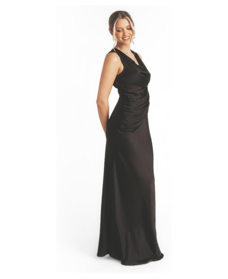 Plunge Drape Satin Bridesmaid Dress