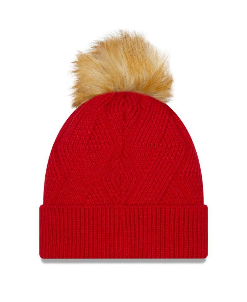 Women's Red Tampa Bay Buccaneers Snowy Cuffed Knit Hat with Pom