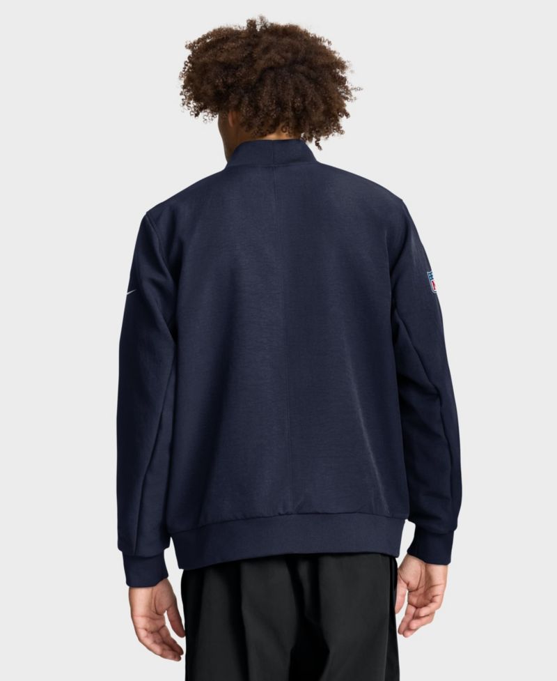 Men's Navy New England Patriots Sideline Powerful Blocking Full-Zip Dri-FIT Bomber Jacket