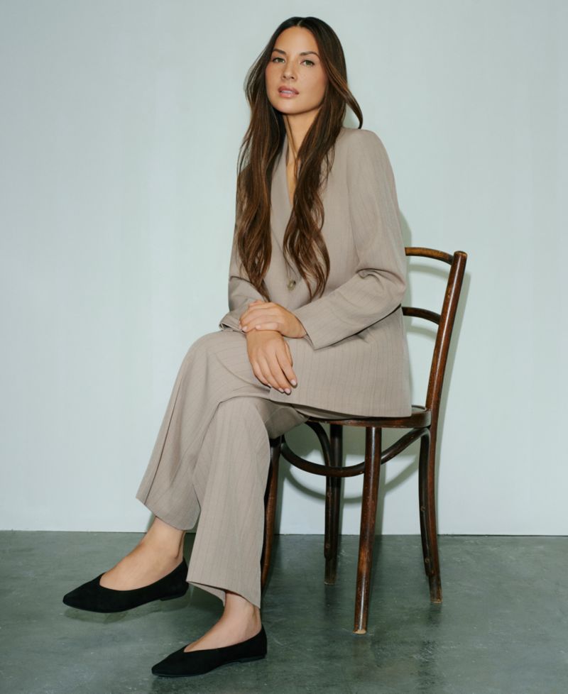 Women's Pinstriped Straight-Leg Ankle Pants