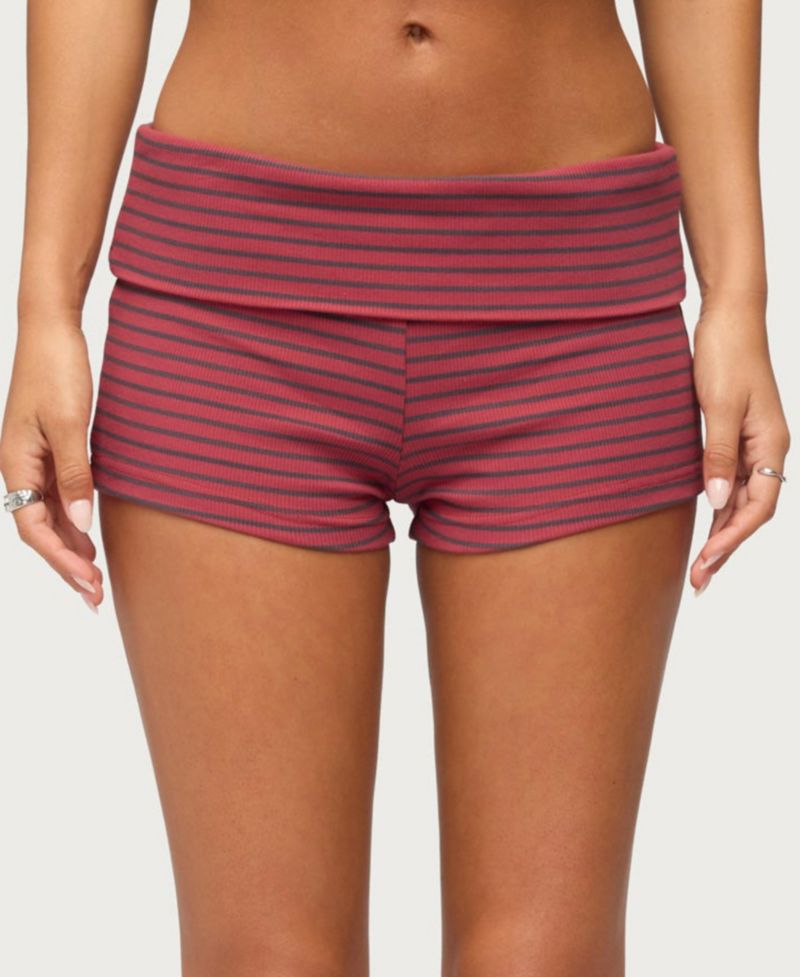 Women's Monikah Striped Foldover Micro Shorts
