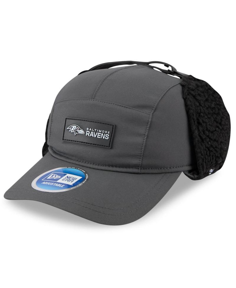 Men's Charcoal Baltimore Ravens 2025 Sideline Cold Weather Runner Dog Ear Adjustable Hat