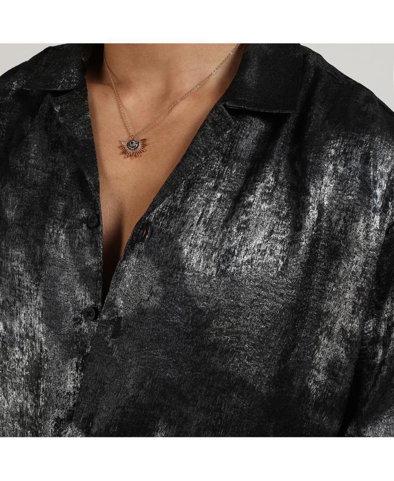 Men's Midnight Black & Chalice Silver Metallic Ombre Shirt