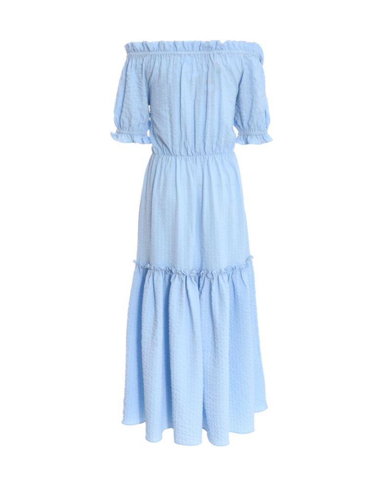 Women's Woven Textured Bardot Maxi Dress