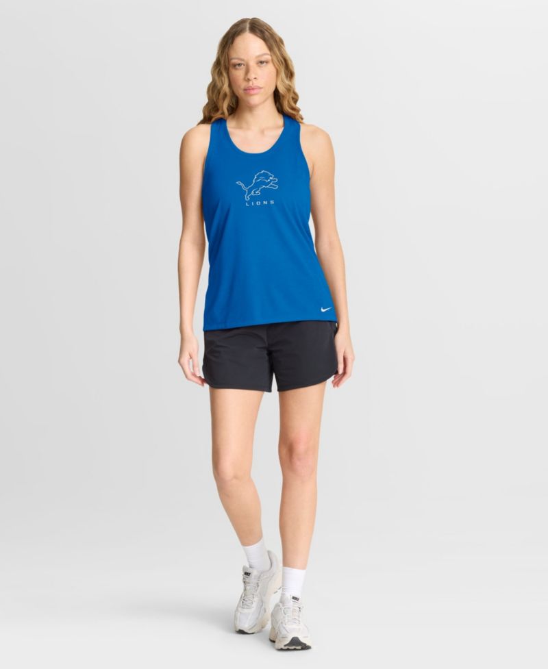 Women's Blue Detroit Lions Hurry Up Tri-Blend Dri-FIT Tank Top