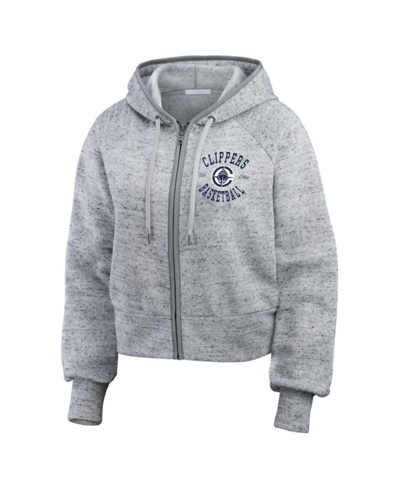 Women's Heather Gray LA Clippers Speckled Radiator Full-Zip Hoodie