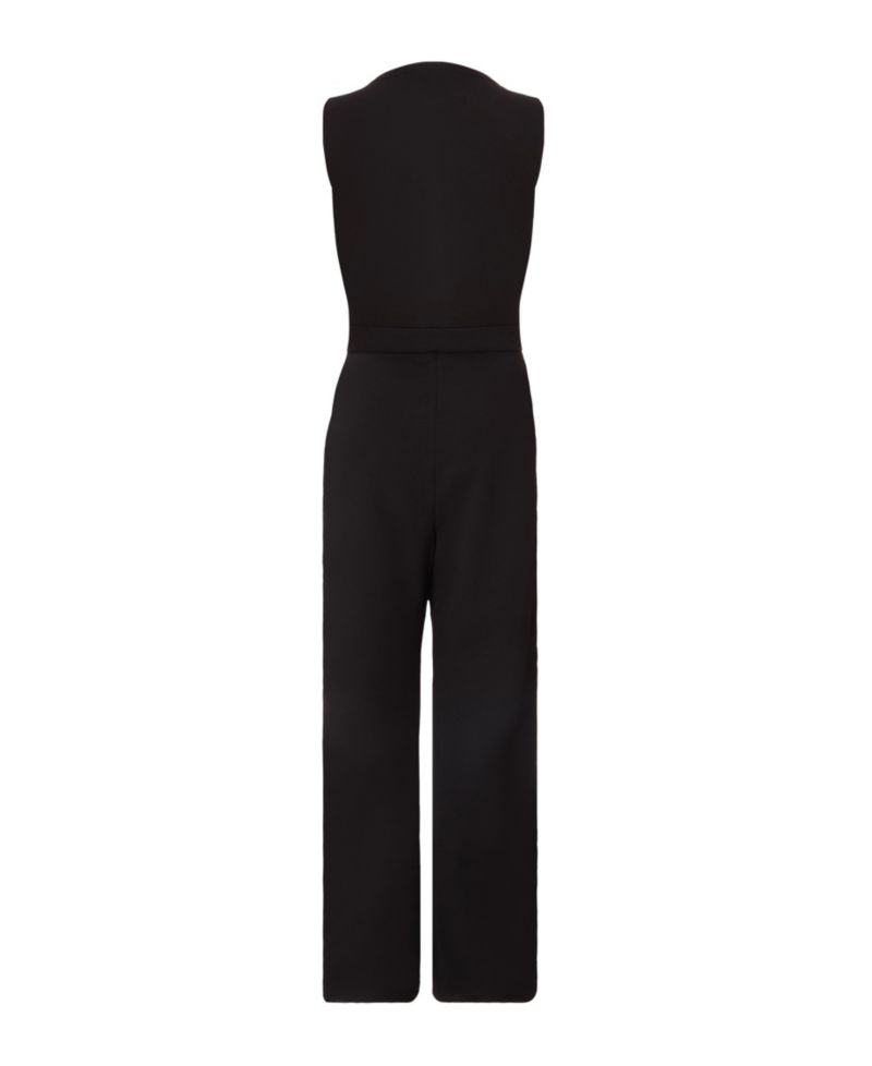 Women's Scuba Crepe Frill Buckle Dress - Black
