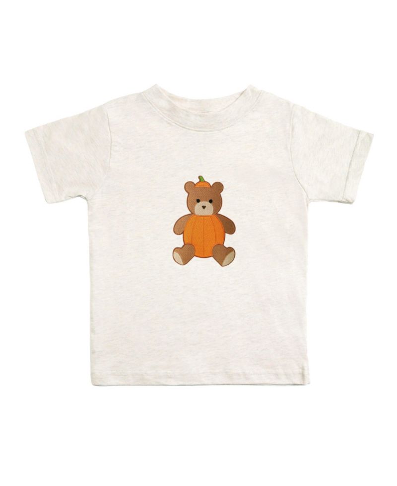Big Boys Pumpkin Teddy Bear Patch Short Sleeve T-Shirt