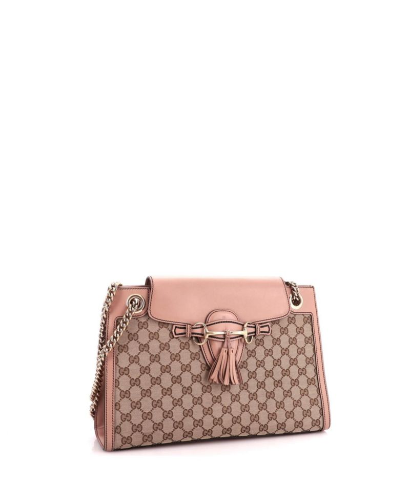 Large Emily Chain Flap Shoulder Bag GG Canvas and Leather