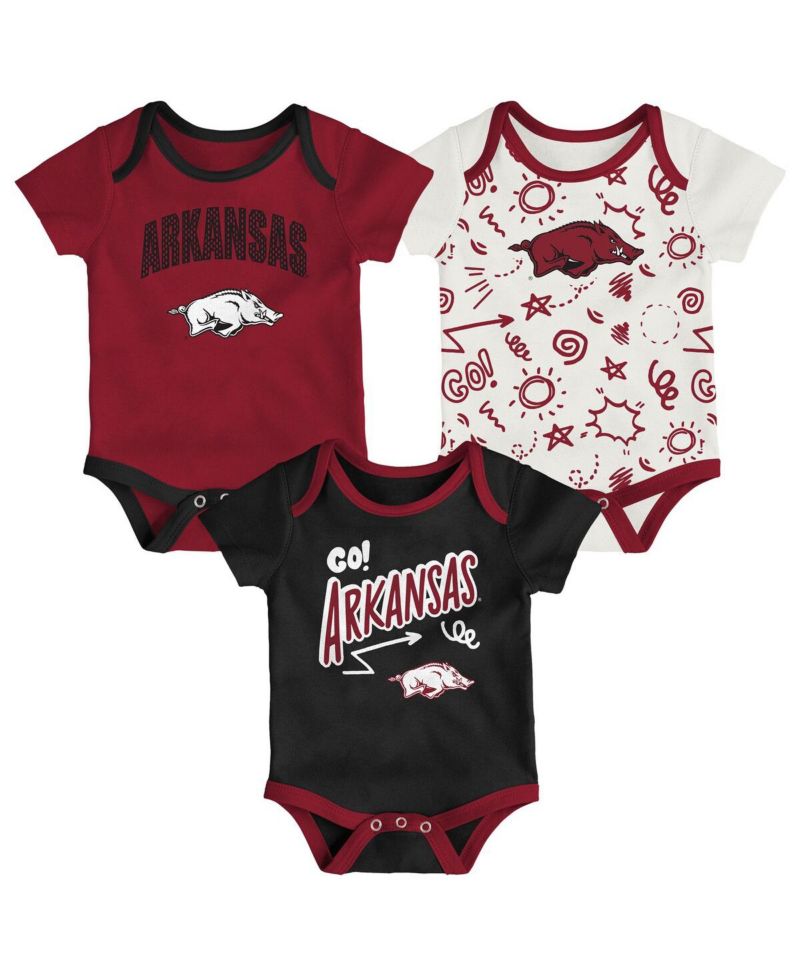 Baby Boys and Girls 3-Pack Arkansas Razorbacks All Day Play Bodysuit Set