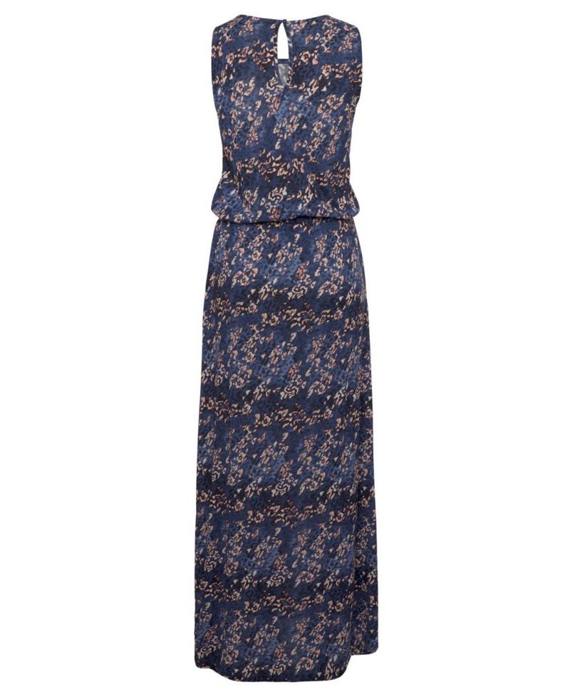 Women's Viscose Animal Print Sleeveless Elastic-Waist Maxi Dress