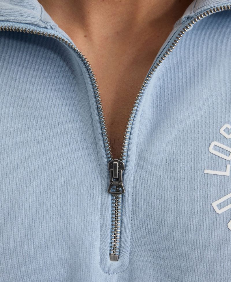Men's Los Angeles Dodgers Iconic Relaxed-Fit Kangaroo-Pocket Quarter-Zip Sweatshirt