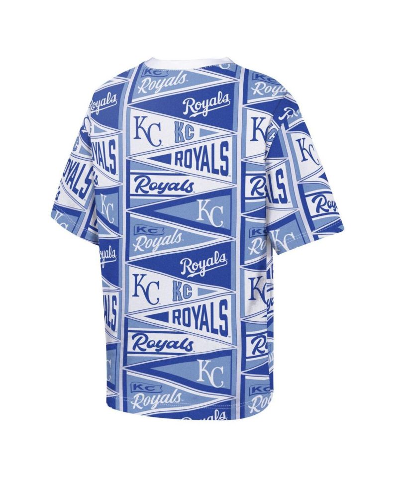 Big Boys and Girls Blue Kansas City Royals All-Over Pennant T-Shirt