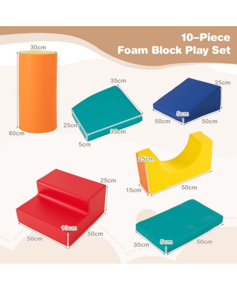 10 Piece Soft Foam Climbing Blocks Set