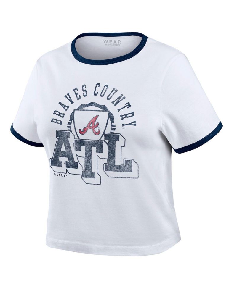 Women's White Atlanta Braves Ringer Baby T-Shirt