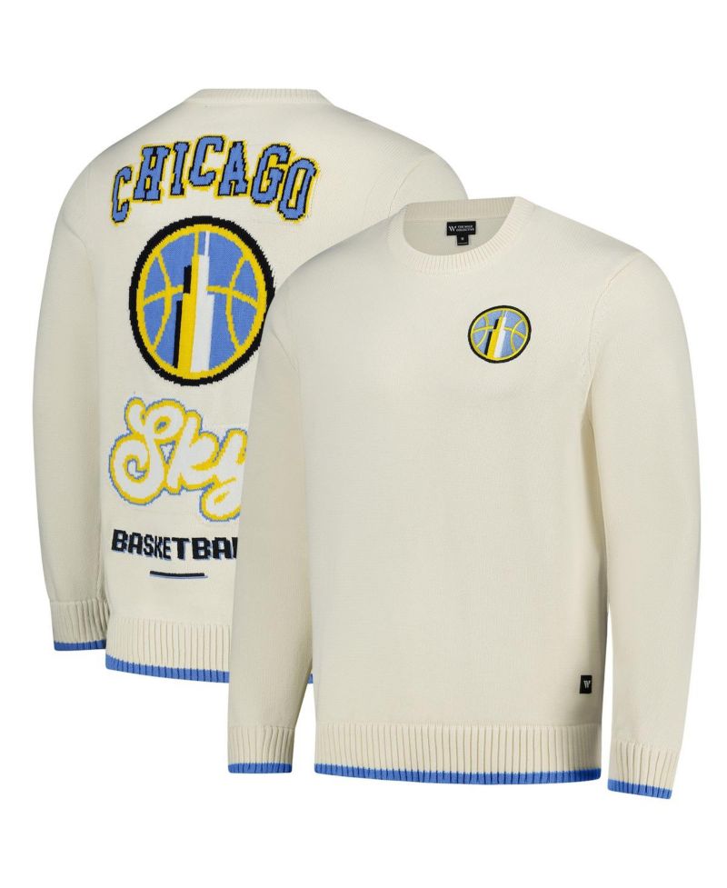 Men's and Women's Cream Chicago Sky Jacquard Pullover Sweater