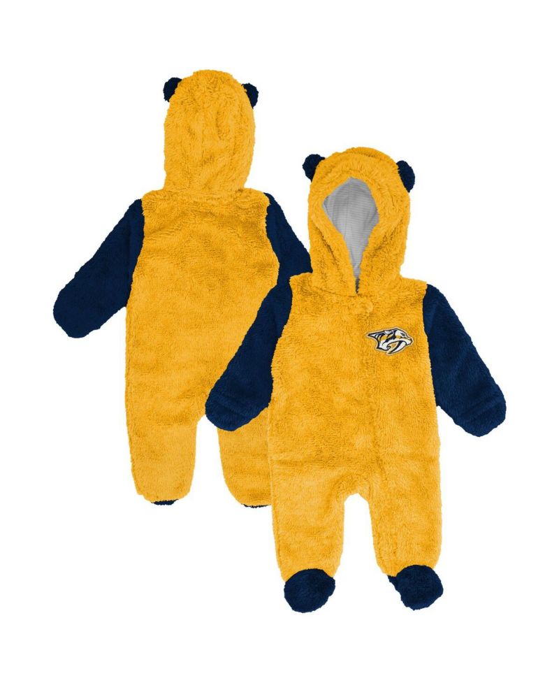 Newborn Gold Nashville Predators Stay Napping Fleece Bunting Full-Zip Hooded Sleeper