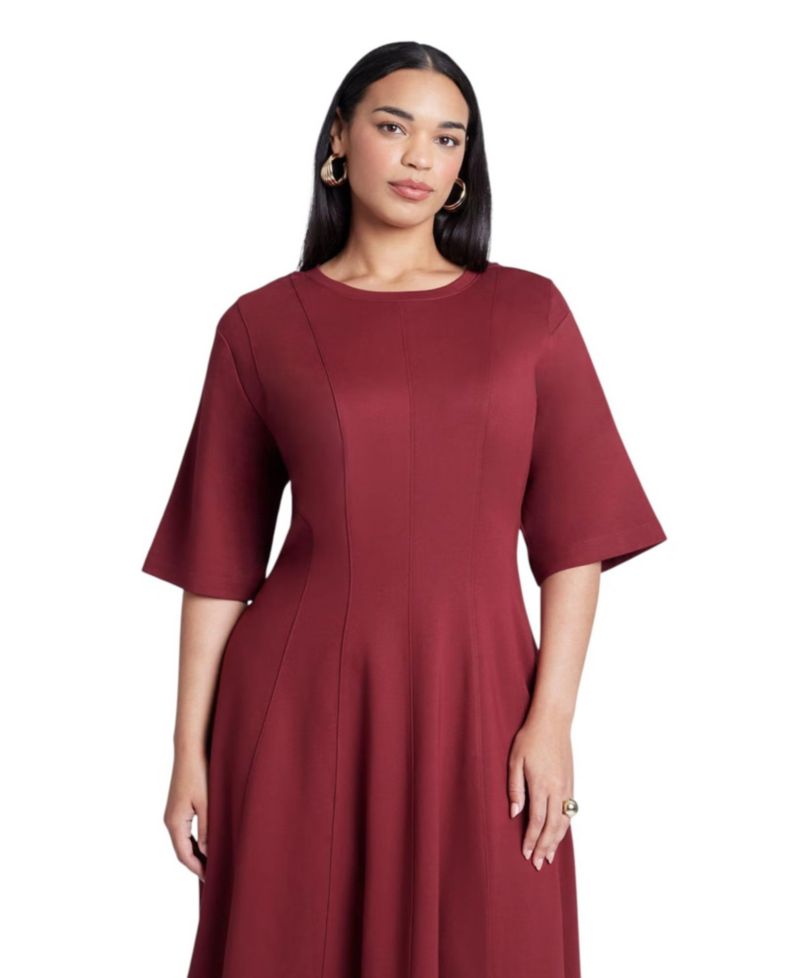 Women's Seam Detail Ponte Workwear Midi Dress