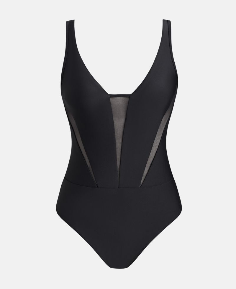Women's One-Piece Swimsuit With Mesh Panel