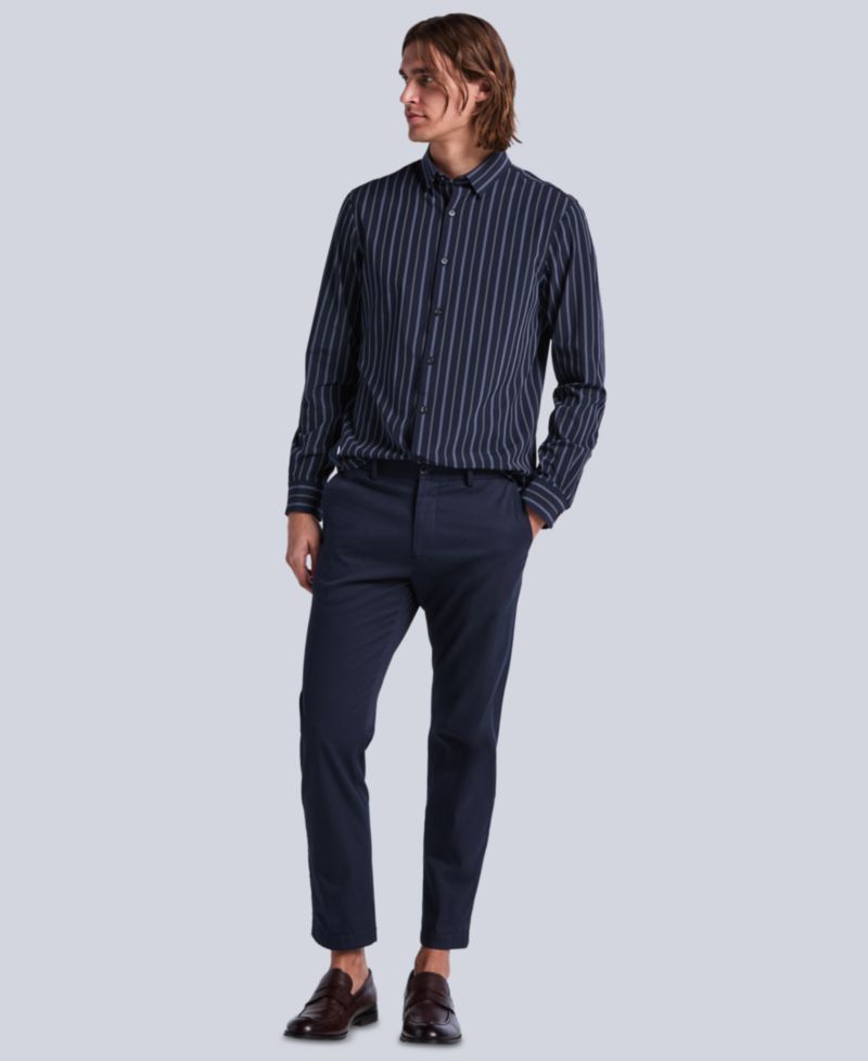 Men's Slim-Fit Stripe Dynamic-Stretch Shirt