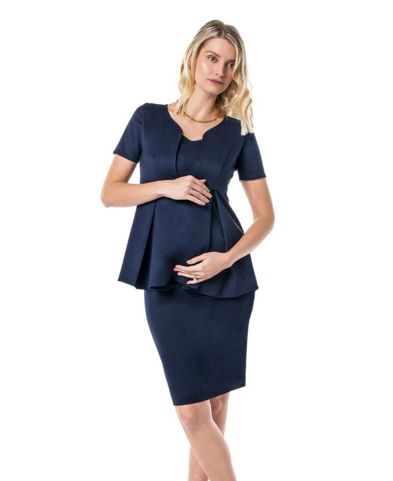 Women's Knee Length Pencil Skirt with Stretch Bump Panel in Italian Suiting Fabric