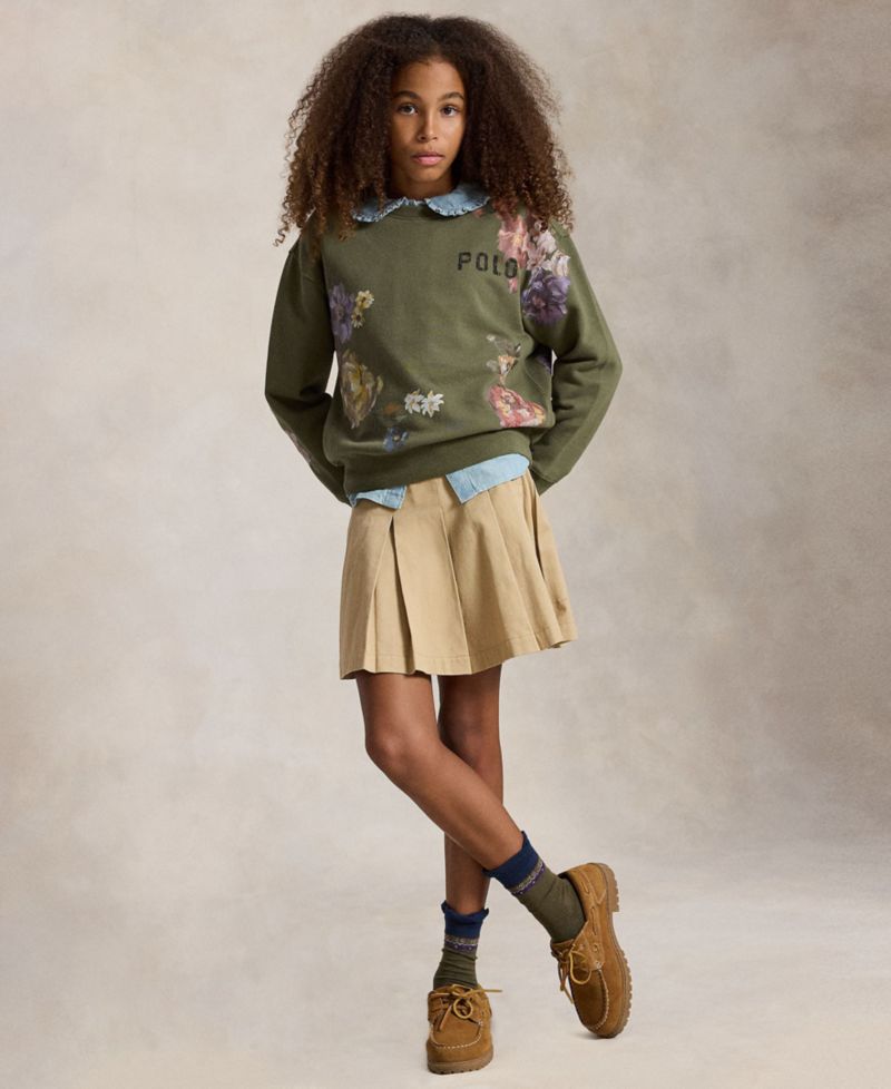Girls' 7-16 Floral Fleece Sweatshirt