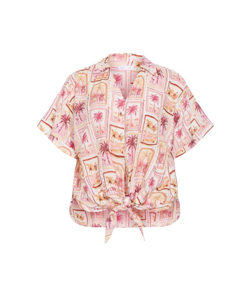 Women's Plus Size Postcard Soiree Print Shirt