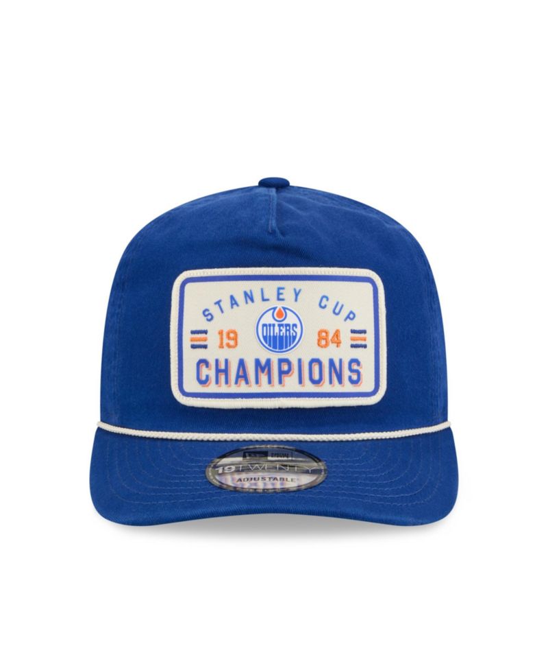 Men's Royal Edmonton Oilers Throwback Stanley Cup Champions Side Patch 19TWENTY Adjustable Hat