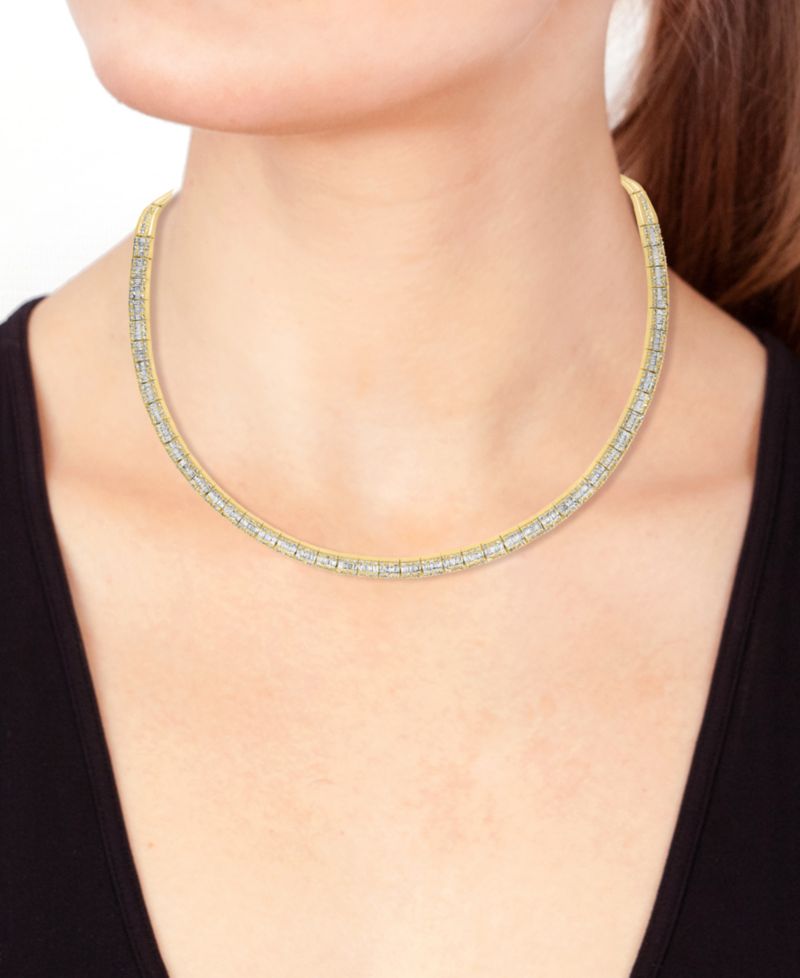 EFFY® Diamond Round & Baguette 17" Collar Necklace (4 ct. t.w.) in 14k Gold (also available in White Gold)