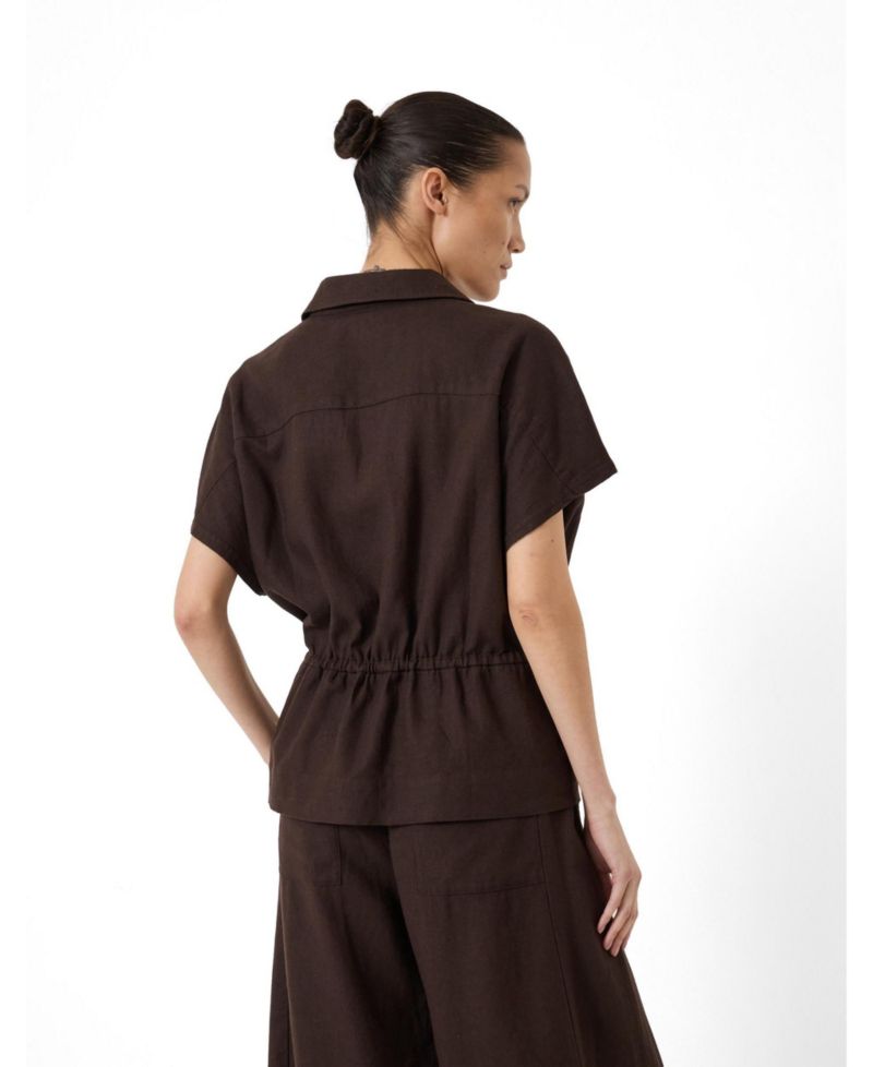 Women's Mirai Linen-Blend Short-Sleeve Button-Up Shirt