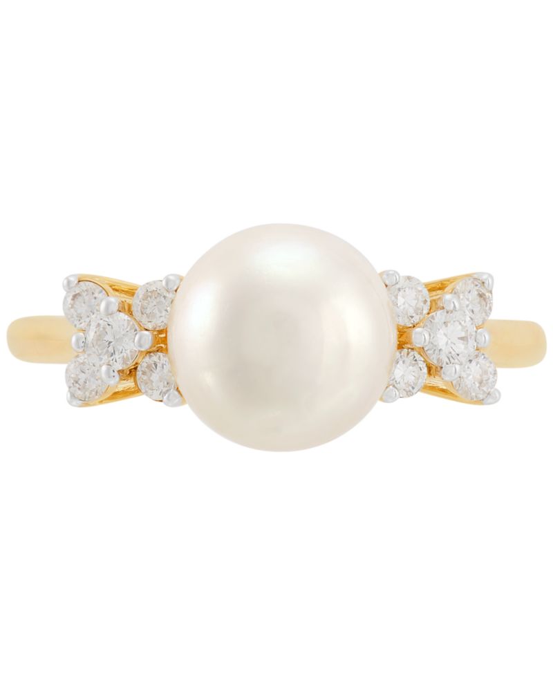 Cultured Freshwater Pearl (9mm) & Lab Grown Diamond (1/3 ct. t.w.) Ring in 14k Gold