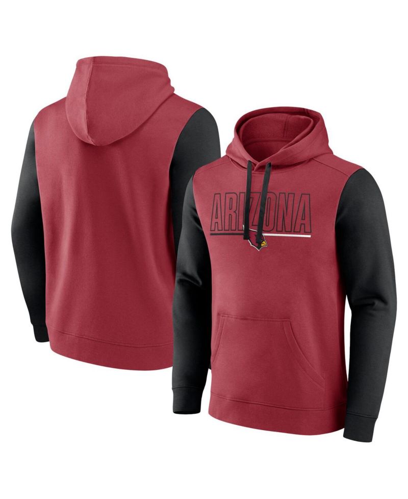 Men's Cardinal/Black Arizona Cardinals Outline Pullover Hoodie
